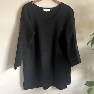 Calvin Klein sweater pleather striped sleeves